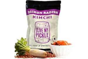 Olive My Pickle Fermented Kimchi - 16 Ounces | 1-Pack Bundle of Probiotic Daikon Radish Kimchi | Fresh & Flavorful Korean Food with Natural Probiotics for Gut Health - Perfect for Ramen & Spicy Noodles