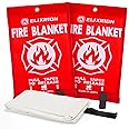 ELIXRION Emergency Fire Blanket 2 Pcs, 40" x 40" Fiberglass Suppression Blanket Portable Fire Extinguisher Blanket for Kitchen, Retardant Protection Emergency Safety Blanket for Home Car and Camping