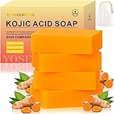 YOSEGOOTER Kojic Acid Soap 4 Packs 14oz,Turmeric Soap, Dark Spot Remover for face and body with Vitamin C, Retinol, Collagen, Original Japanese Complex - Vitamin E, Shea Butter, Castile Olive Oil