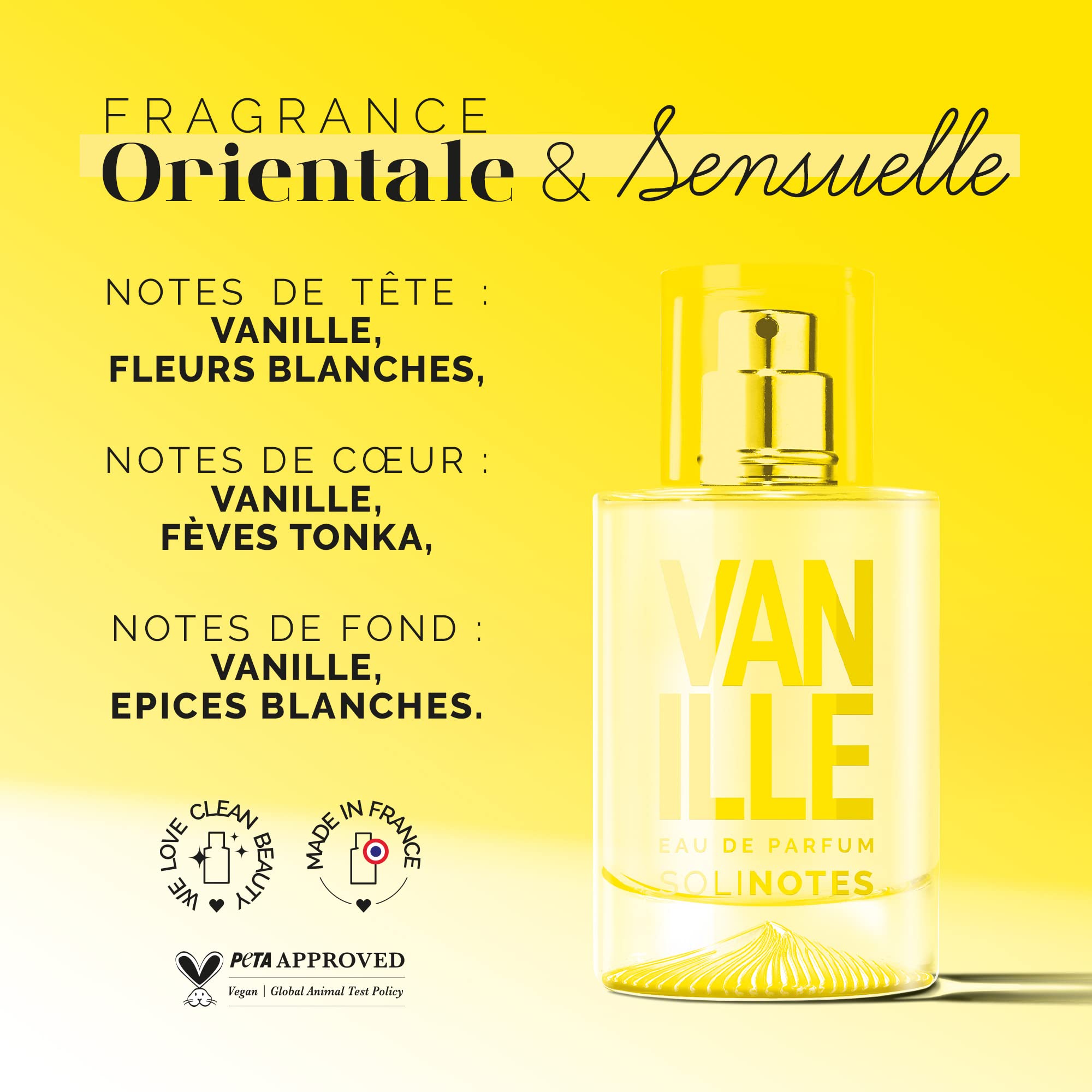 Solinotes Vanilla Perfume for Women & Men, 1.7 Fl Oz/ 50 ML Eau De Parfum, Delicate Floral and Soothing Scent with Premium Ingredients - Clean Perfume, Cruelty Free, Vegan, Made in France