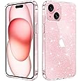 JJGoo Compatible with iPhone 15 Case Glitter, Clear Transparent Soft TPU Sparkle Anti-Scratch Shockproof Protective Phone Bumper, Women Girls Slim Bling Sparkly Phone Case