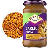 Patak&rsquo;s Garlic Pickle - Authentic Indian Relish w/Garlic Cloves, Raisins &amp; Aromatic Spices - Perfect for Sandwiches, Curries &amp; Cold Meats - Vegan Medium Heat Spicy Pickle - 10.6oz Jar (Pack of 1)