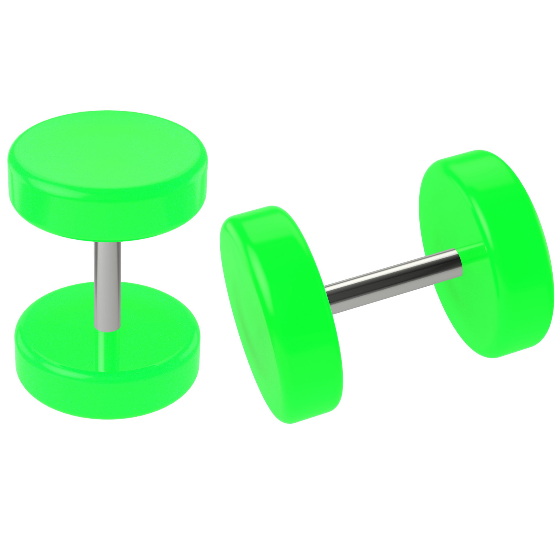 2pc 0g Neon Fake Ear Gauges Green Illusion Earrings 16g 1.2mm Cheater Plugs Stretched Ear Piercing Jewellery