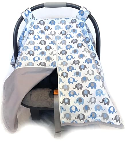 Effe Bebe Vera Elephant Baby Blanket - 30"x40", Cotton With Soft Fleece Backing (Petal Grey) - View #4