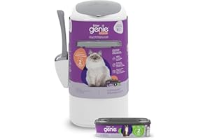 Litter Genie Style Pail Cat Litter Box Waste Disposal System for Odor Control Includes 1 Square Refill Bag