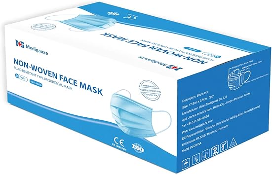 Download Free Keplin 50pk 3ply Surgical Type Iir Face Masks Medical Fluid Protection 98 Bfe En14683 2019 Verified And Tested Non Sterile Amazon Co Uk Business Industry Science PSD Mockup Template