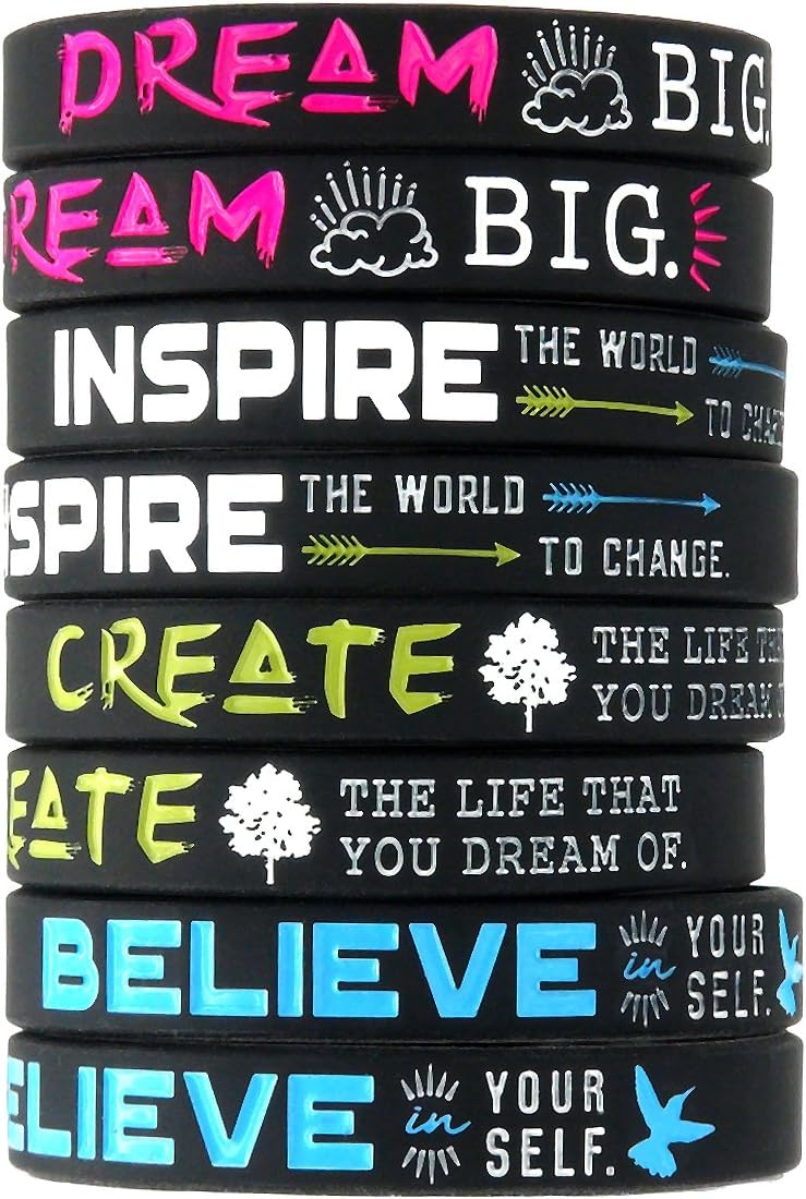 Inkstone "Dream, Believe, Inspire, Create Silicone Wristbands Inspirational Message Rubber Bracelets