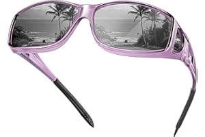 Each Cool Fit-Over Polarized Sunglasses, UV400 TAC, Silver Mirror, Transparent Purple Frame, with Microfiber Pouch & Cleaning
