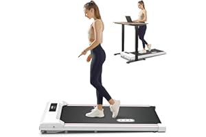 REDLIRO Walking Pad Treadmill, Under Desk Treadmill for Home Office, Mini Treadmills with 265lbs Capacity, Portable Compact Jogging Machine with Remote Control, Installation-Free