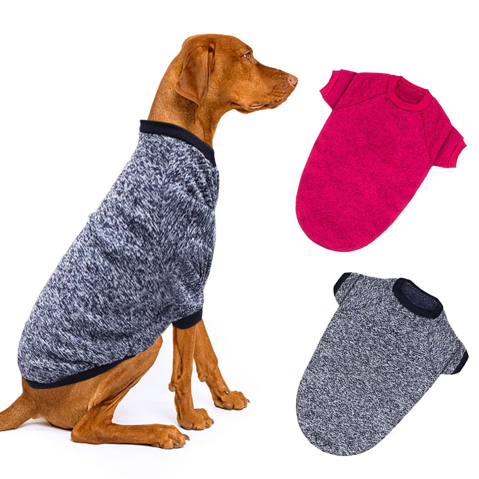 SUPJADE 2Packs Dog Jumpers Suits for Medium Large Dogs Sweaters Outfits Clothes Apparel for Winter Warm Holiday Xmas Pet Costumes (Large (Chest:88cm,Back:69cm))