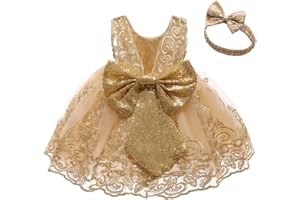 CMMCHAAH 0-6 Years Baby Girls Pageant Lace Embroidery Dresses Toddler Formal Dress with Headwear