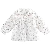 Rumyve Fall Long Sleeve Baby Girl 1-3T Tops Pink Floral Toddler Girls Blouse Fall Outfit