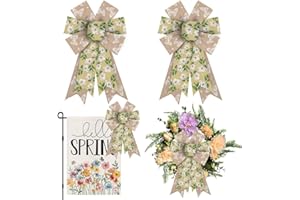 ON-AIRSTORE 2pcs Spring Wreath Bows White Camellia Flowers Burlap Bows for Wreath, Brown Butterfly Ribbon Bows Spring Retro Flowers Decor Bows for Springtime Indoor Outdoor Decoration Wreath Ornament Supplies