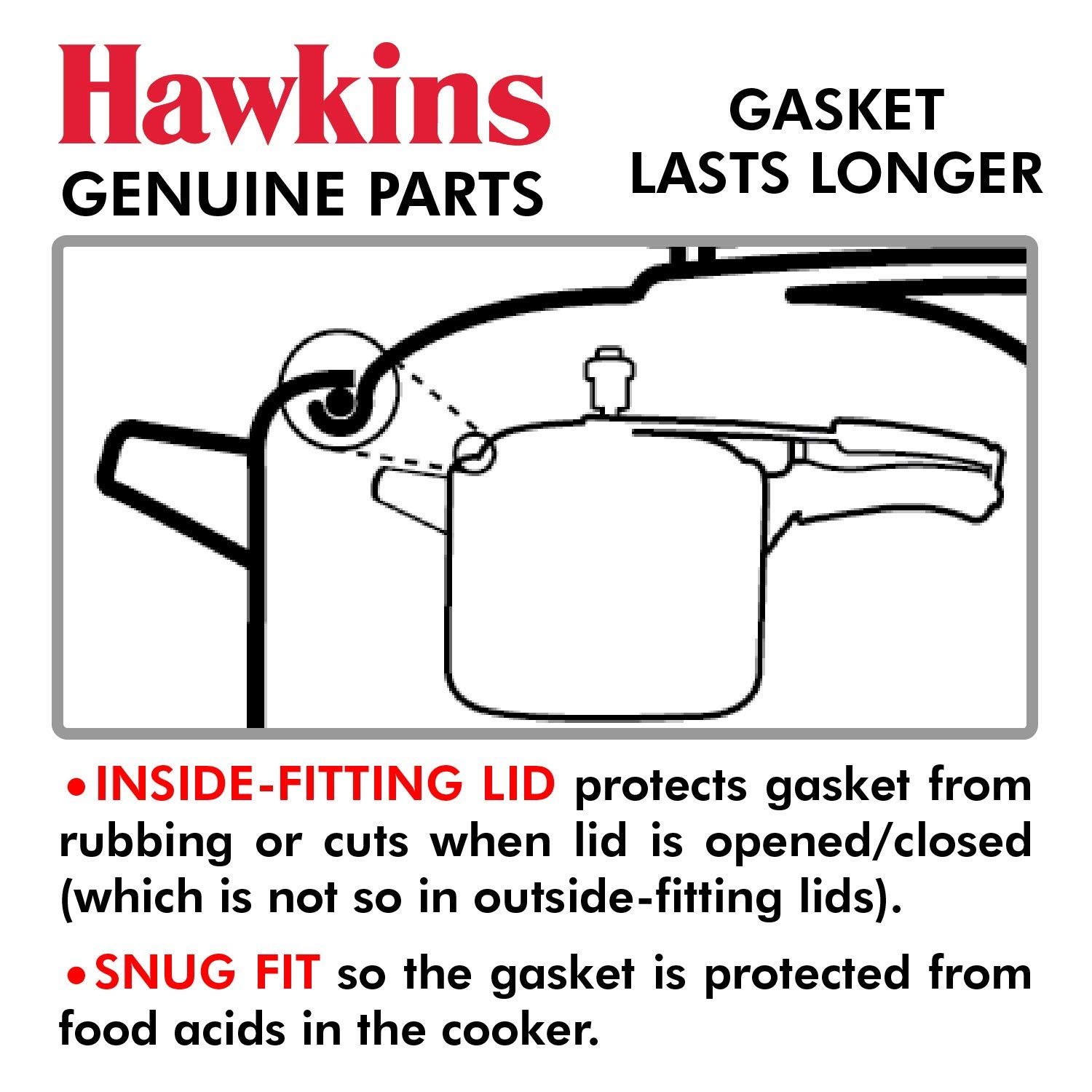 Hawkins Gasket for 3.5 to 8Liter Pressure Cooker Sealing Ring, Medium