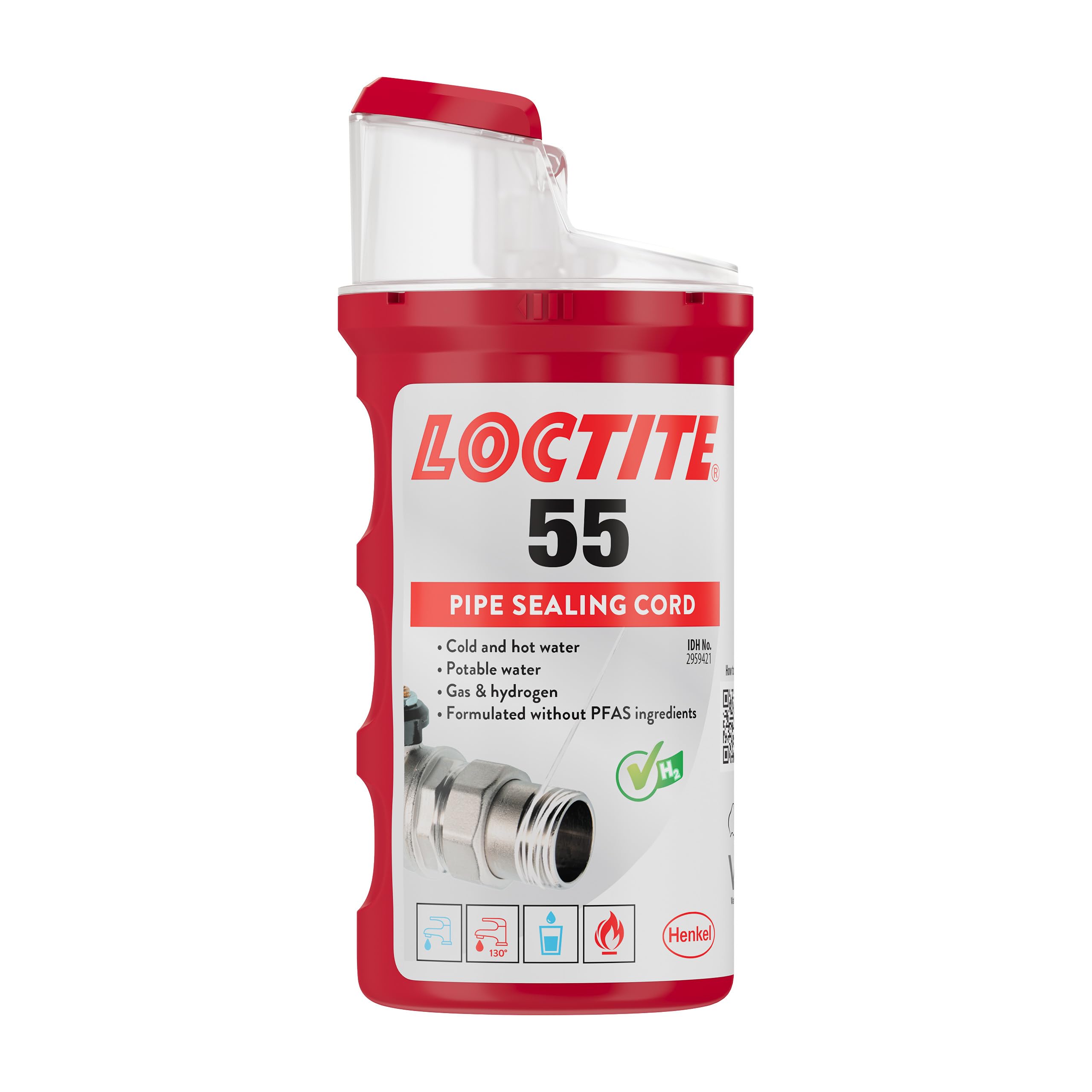 LOCTITE 55 Pipe Thread Sealant, Non Curing Plumbers Tape for Plumbing Pipes and Fittings, Reliable Fast Action Cord for Metal and Plastic, 160m