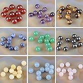 Massive Beads 100PCS 8MM Natural Crystal Beads 10 Mixed Colors Gemstone Round Loose Energy Healing Beads with Free Crystal Stretch Cord for Jewelry Making (10 Mixed Colors, 8MM)