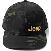 Jeep Officially Licensed Black Camo Hat, Water-Repellent Ripstop Fabric | Snap Closure, Six-panel, Structured, Unisex, Sewn license label, Military-Style, Embroidered Jeep Logo,