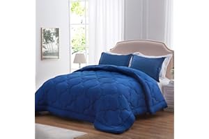 NexHome Lightweight Comforter King Size, Soft Down Alternative Solid Comforter, Thin Microfiber Reversible Cloud Pattern Bedding Comforter for All Seasons (King, Dark Blue)