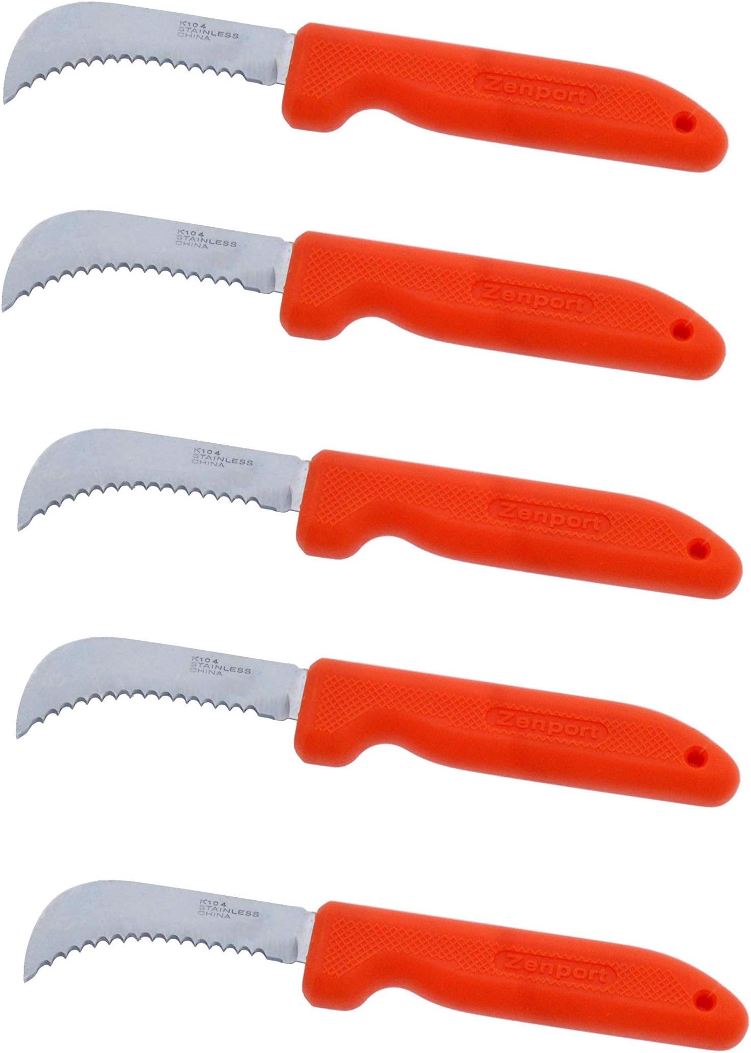 Zenport K104 Harvest Utility Knife, Landscape, 3-Inch Stainless Steel Deep Serrated Blade (5 Pack)