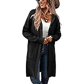 Alaster Queen Women's Hooded Fall Cardigan Long Sweater Open Front Button Down Knit Winter Cardigan Coats with Pockets
