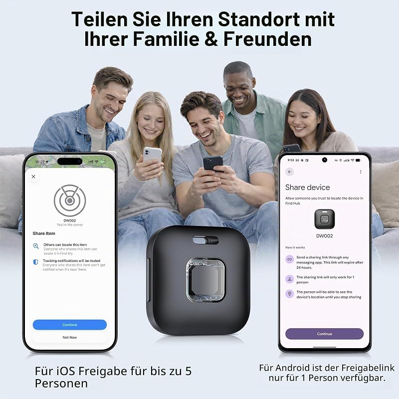 Dual-System Air Tracker Smart Tag für iOS/Android, Schwarz (4er Pack)