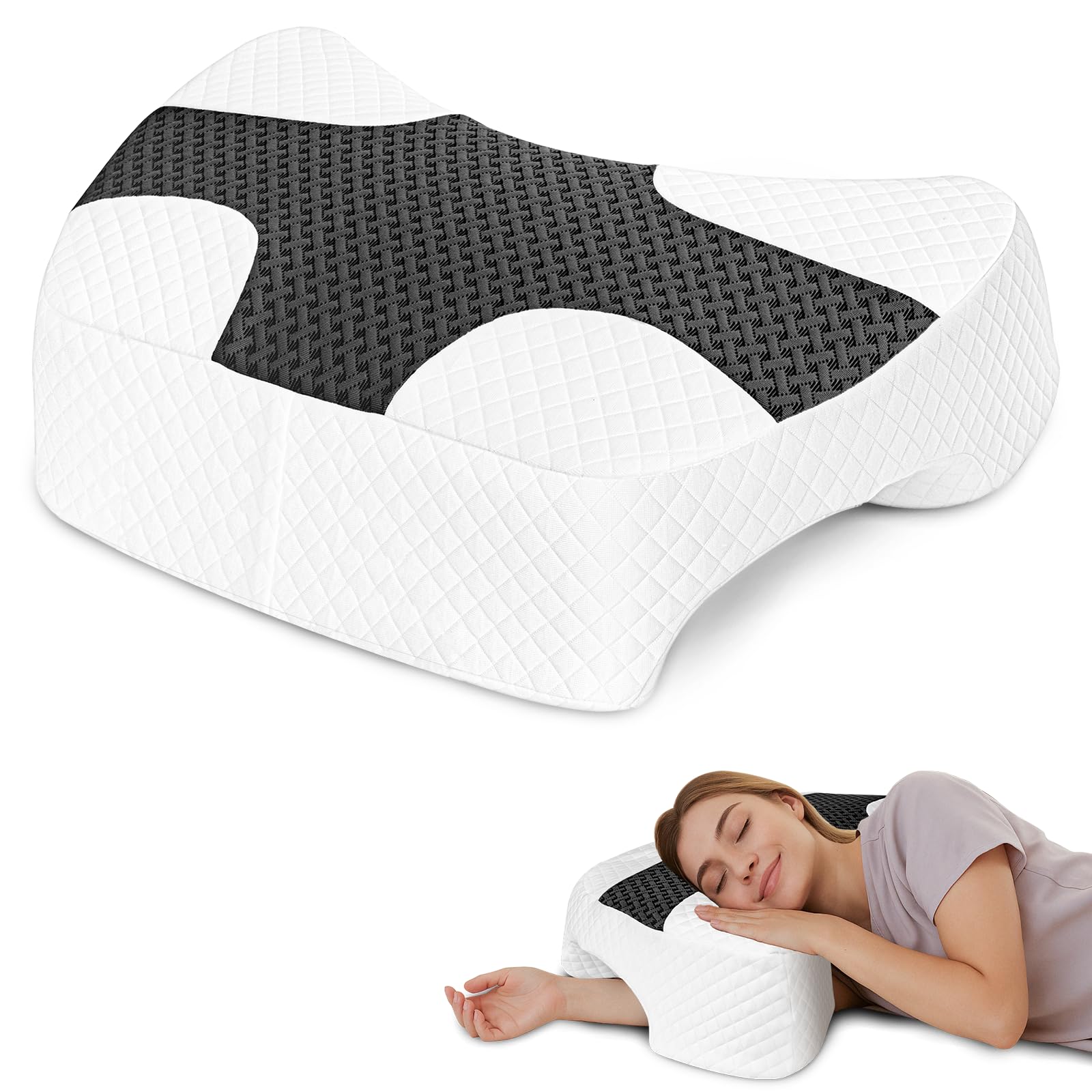 Photo 1 of Eliteguard Side Sleeper Pillow with Arm Hole, Shoulder Relief System, Newly Upgrade Arm Pillow for Neck and Shoulder Pain, Premium Memory Foam, Suitable for Side, Back and Stomach Sleepers - Grey