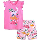 Funnymore Baby Toddler Girl's Cotton Short Sleeve Tshirt and Short Set 2-7 Years