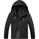 TEZO Mens Rain Jacket Waterproof with Hooded Hiking Coat Lightweight Windbreaker