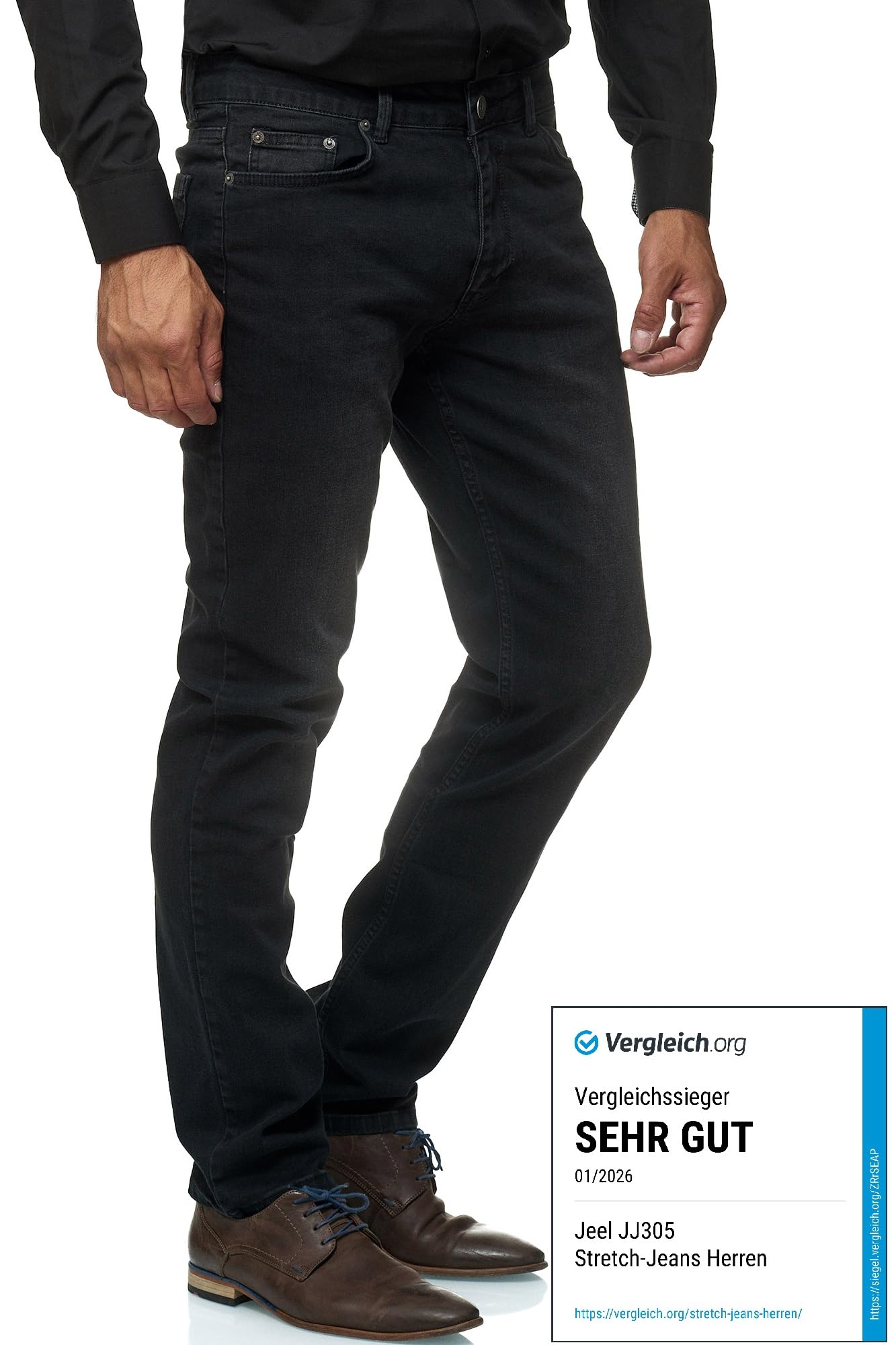 JEEL Herren-Jeans - Regular-Fit Straight-Cut - Stretch - Jeans-Hose Basic Washed 06-schwarz (verwaschen) 36W / 32L 2