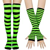 Benefeet Sox Womens Girls Striped Thigh High Socks Over Knee High Socks Leg Arm Warmer Fingerless Gloves Set Tube Costume