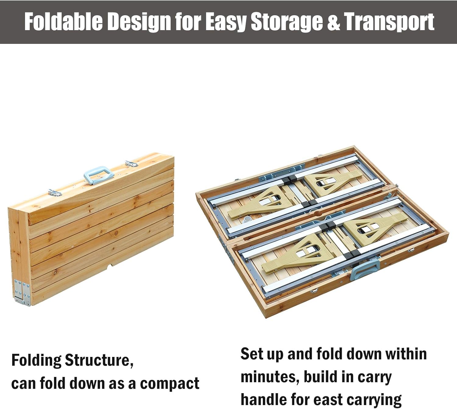 Outsunny Portable Foldable Camping Picnic Table with Seats Chairs and Umbrella Hole, 4-Person Fold Up Travel Picnic Table, Wood : Outdoor And Patio Products : Garden & Outdoor