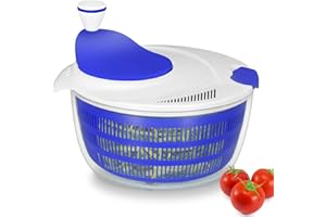 Ourokhome Salad Spinner Dryer Washer, Large Hand Crank professional Kitchen Gadgets with Bowl and Colander, Easy to Clean, Wash, Dry Vegetables, Fruits, Lettuce, Greens, Lockable, 4 L, Dark Blue