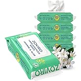 Zoviro Hand Sanitizer Wipes, Jasmine Essential Oils, 100% Viscose Ultra-Soft Wipes, Moisturizing & Non-Sticky, Jasmine Scent, Adults & Kids, 80 Count (Pack of 6)