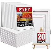 20 Pack Canvases for Painting with 8x10, Painting Canvas for Oil & Acrylic Paint.