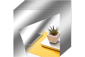 Zonon Flexible Mirror Sheets Self Adhesive Non Glass Mirror Tiles Stickers for Home Wall Decor(10 Pieces,6 x 6 Inches)