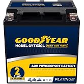 Goodyear GYTX30L - 12 Volt 32 AH, 400 CCA, Rechargeable High-Performance, Maintenance Free, SLA - AGM Battery for Motorcycle, ATV, UTV, Scooter, Snowmobile, Motorbike and more!