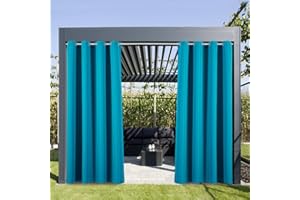 DREAM ART Outdoor Waterproof Privacy Curtains, Grommet Top Windproof Patio Drapes for Porch, Gazebo, Deck, UV Protection, 2 P