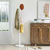 IBUYKE Coat Rack Free Standing 8 Hooks Wood Hall Tree White WD-114 view 3