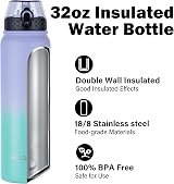 OLDLEY 1L Stainless Steel Water Bottle with 3 Lids Purple Green Leakproof view 4