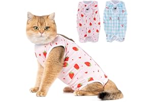 Avont 2 Pack Cat Recovery Suit - Cats Onesie After Surgery Skin Diseases Protection, Cone of Shame Alternative Surgical Spay 
