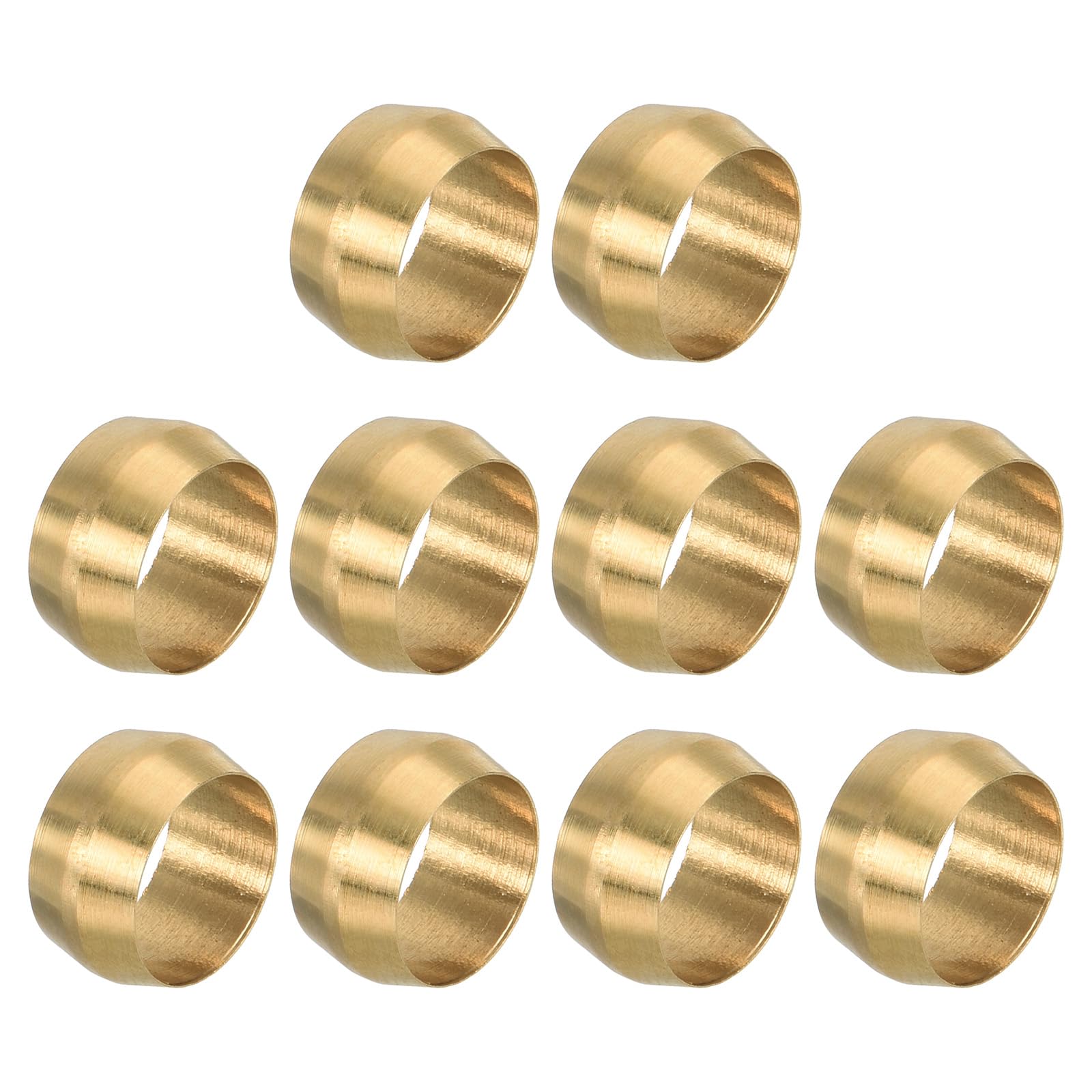 PATIKIL 3/8" ID Compression Sleeve Ferrules, 10 Pack Brass Sleeve Ferrules Compression Fitting Assortment Kit for Water Oil Air Pipe