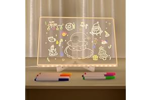 Lumiboard Drawing Board, DIY Erasable Drawing Board, Luminous Acrylic Message Board, 7 Colors Note Board with Adjustable Stan