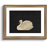 VIYYIEA Gold Framed Wall Art Canvas Print Home Decor Vintage Swan Decoration Grace Swan Art Painting Pictures Rustic Bathroom Wall Decor Animal Farmhouse Artwork for Living Room Bedroom Office 16x20in