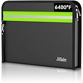 JHSafer 6400℉ Fireproof Document Bag,15” X 11” Waterproof Fireproof Money Bag with Zipper,12 Layers Insulated Fireproof Safe Bag with Reflective Strip for Documents,Passports,Cash,Valuables