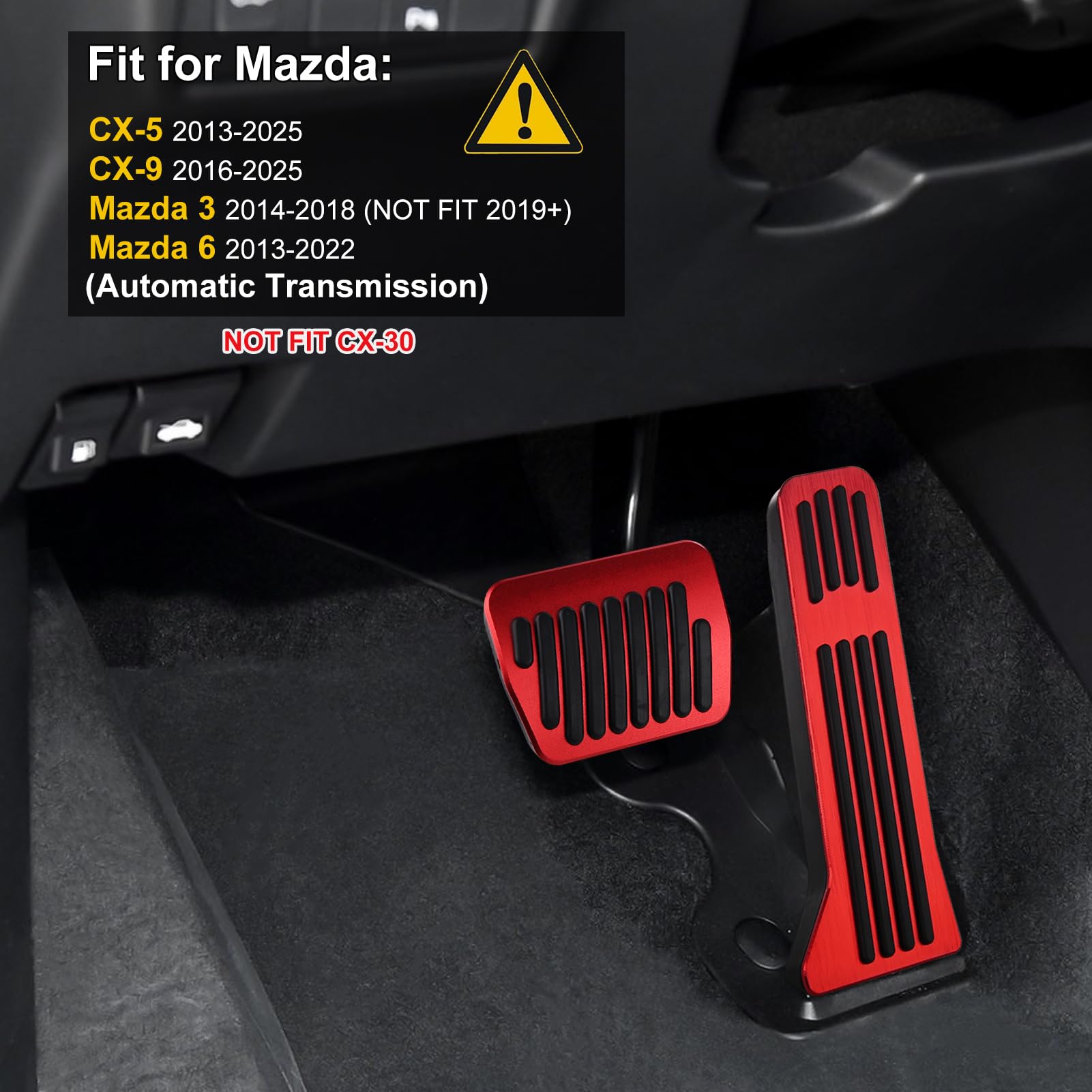 ANFOKAS Compatible with Mazda CX-5 CX-9 3 6 Accessories Anti-Slip Sporty Car Foot Pedal Covers Rest Brake Gas Accelerator Pedal Pads -Red