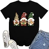Rwabing Christmas Shirts for Women Gnome Christmas T-Shirt Xmas Holiday Tee Tops