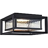 Design House Hartbrook Outdoor Integrated LED Ceiling Light with Clear Glass for Porch Entryway Patio, Matte Black, 589234-BL