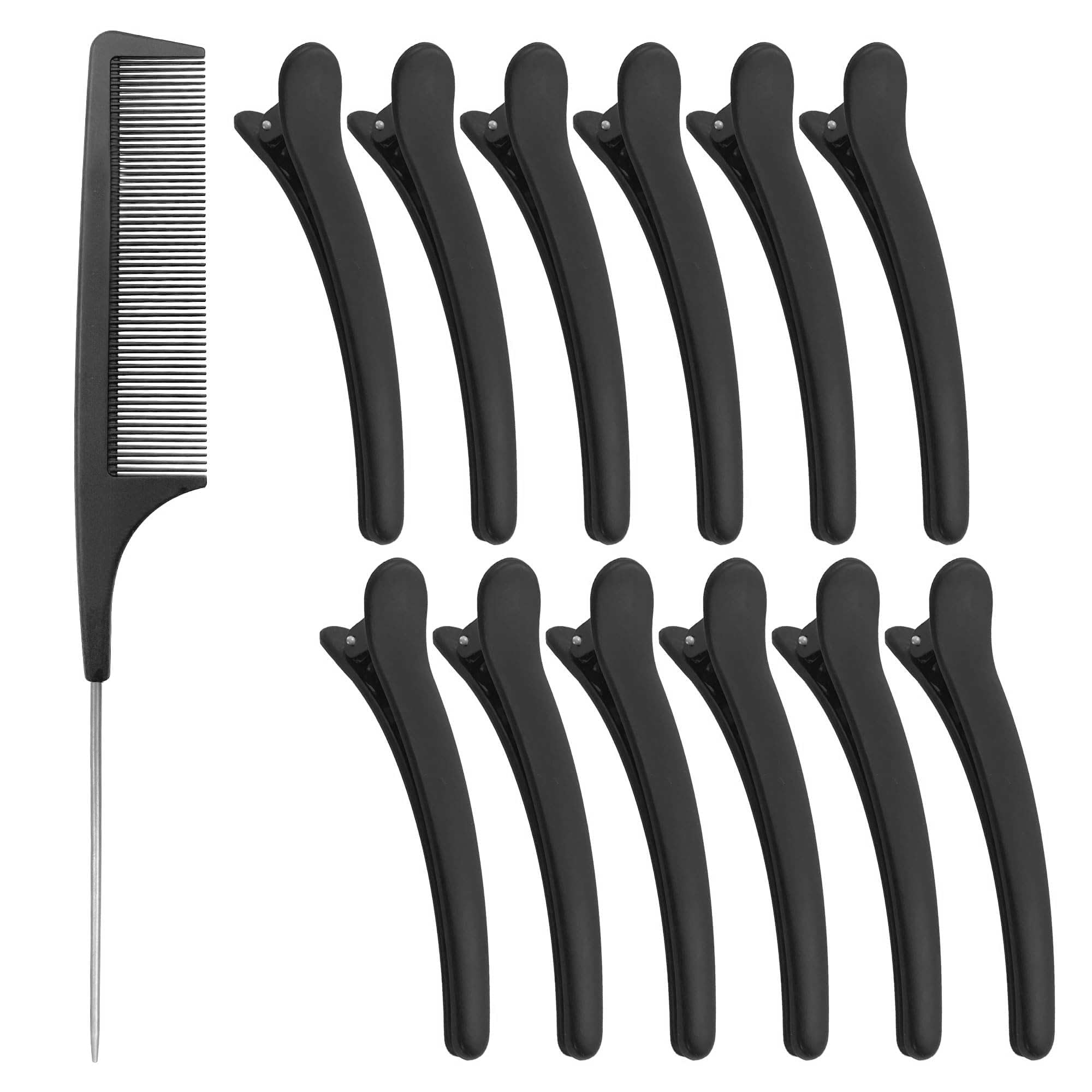 Generic Hair Clips & Comb - Pack of 13, Black, Plastic, Medium, Unisex, Adults, Girls and Women, Hair Accessory, Salon Styling & Care