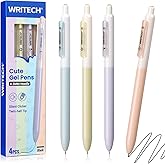 WRITECH Gel Pens Fine Point: 0.5mm Retractable Fine Point Smooth Writing Pen Set No Smear Black Ink Silent Click 4ct for Journaling