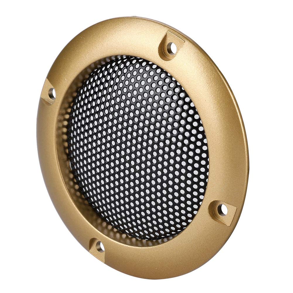 Bewinner 2 Inch Speaker Cover, Speaker Decorative Steel Mesh Circle Car Speaker Protective Mesh Cover Provide for Speakers Car Speakers Outdoor(Gold)